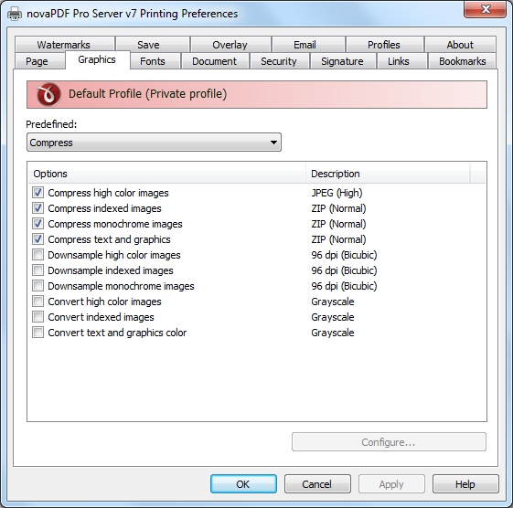 How To Configure The NovaPDF Graphics Tab - NovaPDF